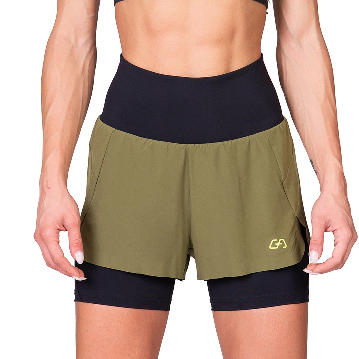 Image of Activewear 2in1 Color Block Running Shorts for Women